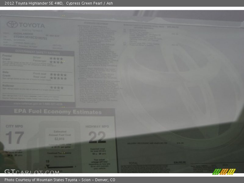 Cypress Green Pearl / Ash 2012 Toyota Highlander SE 4WD