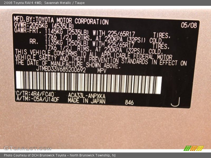 Savannah Metallic / Taupe 2008 Toyota RAV4 4WD