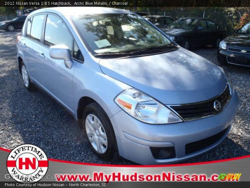 Arctic Blue Metallic / Charcoal 2012 Nissan Versa 1.8 S Hatchback