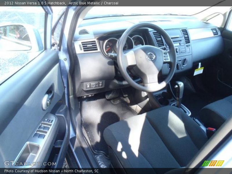 Arctic Blue Metallic / Charcoal 2012 Nissan Versa 1.8 S Hatchback