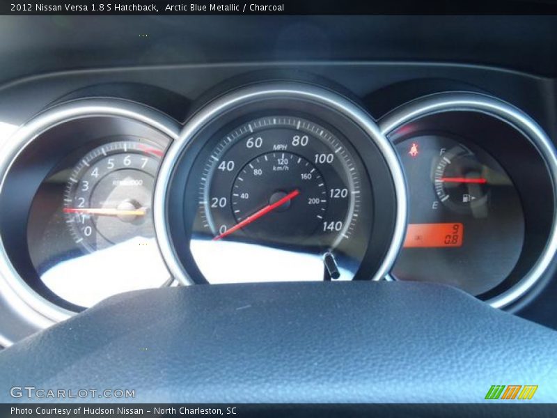 Arctic Blue Metallic / Charcoal 2012 Nissan Versa 1.8 S Hatchback