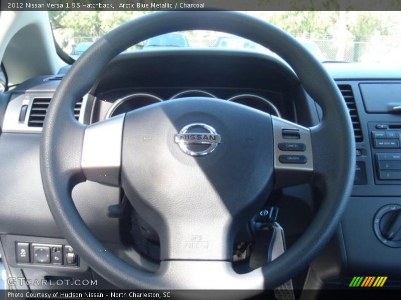 Arctic Blue Metallic / Charcoal 2012 Nissan Versa 1.8 S Hatchback
