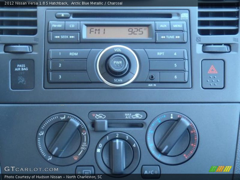 Arctic Blue Metallic / Charcoal 2012 Nissan Versa 1.8 S Hatchback