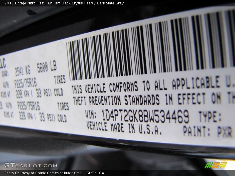Brilliant Black Crystal Pearl / Dark Slate Gray 2011 Dodge Nitro Heat