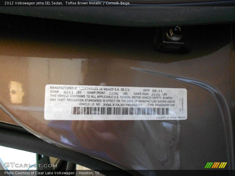 Toffee Brown Metallic / Cornsilk Beige 2012 Volkswagen Jetta SEL Sedan