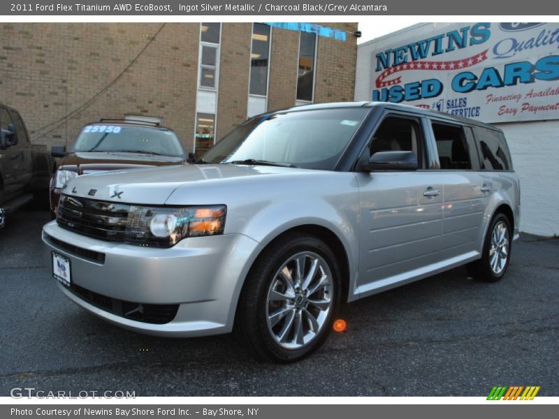 Ingot Silver Metallic / Charcoal Black/Grey Alcantara 2011 Ford Flex Titanium AWD EcoBoost