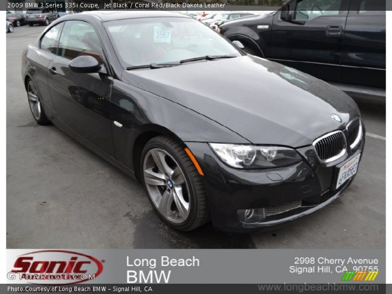 Jet Black / Coral Red/Black Dakota Leather 2009 BMW 3 Series 335i Coupe