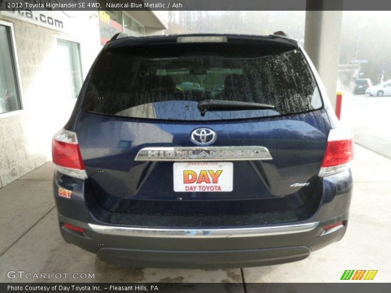 Nautical Blue Metallic / Ash 2012 Toyota Highlander SE 4WD