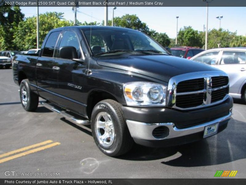 Brilliant Black Crystal Pearl / Medium Slate Gray 2007 Dodge Ram 1500 SXT Quad Cab