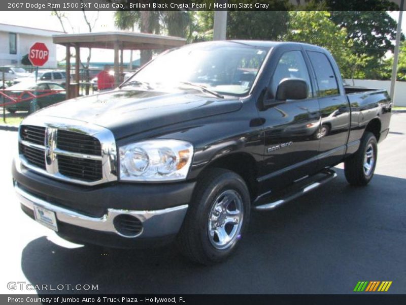 Brilliant Black Crystal Pearl / Medium Slate Gray 2007 Dodge Ram 1500 SXT Quad Cab