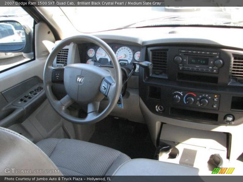 Brilliant Black Crystal Pearl / Medium Slate Gray 2007 Dodge Ram 1500 SXT Quad Cab