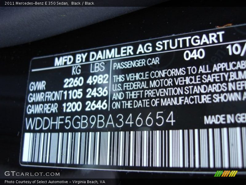 Black / Black 2011 Mercedes-Benz E 350 Sedan