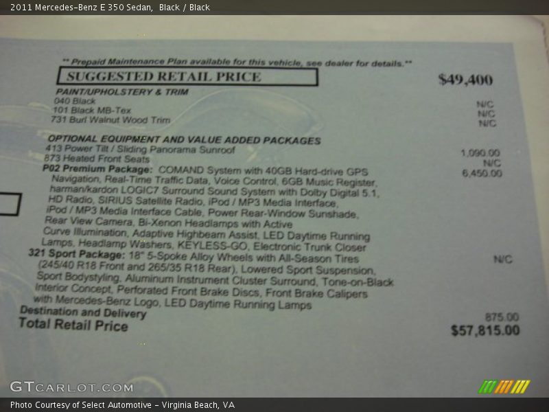 Black / Black 2011 Mercedes-Benz E 350 Sedan