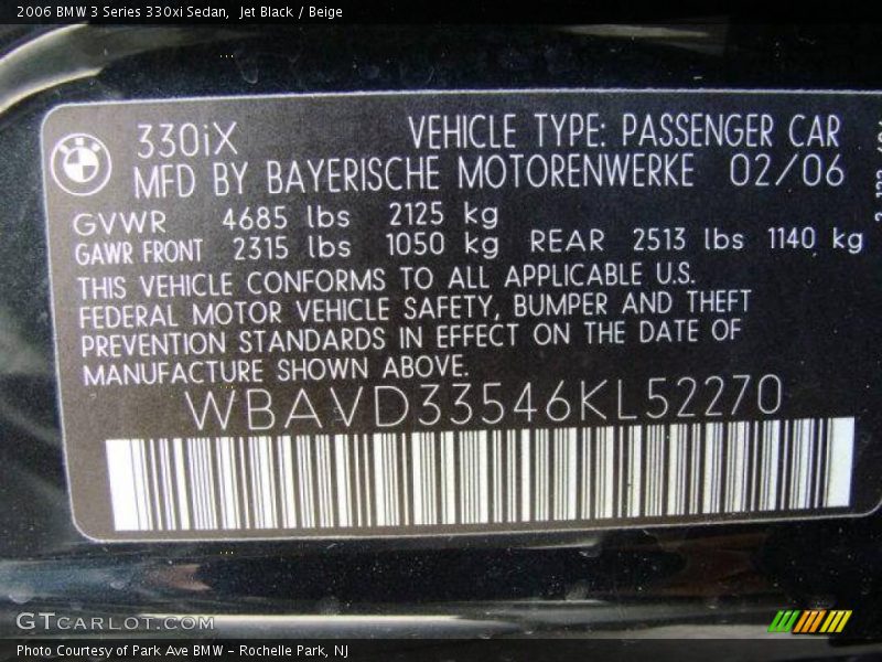 Jet Black / Beige 2006 BMW 3 Series 330xi Sedan