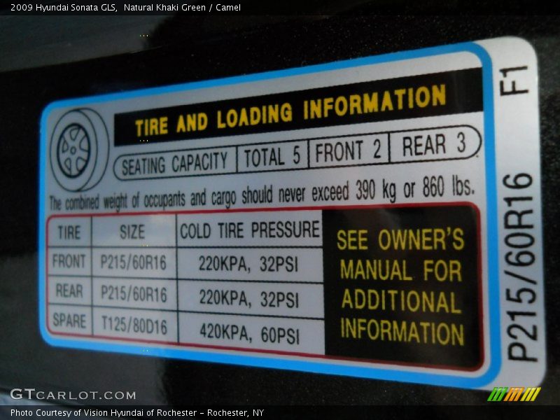 Natural Khaki Green / Camel 2009 Hyundai Sonata GLS
