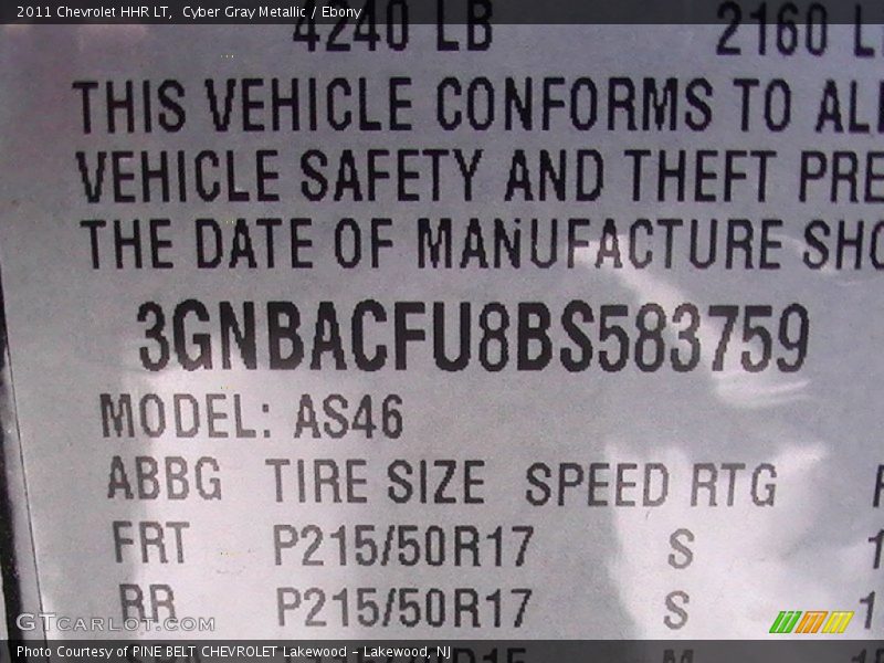 Cyber Gray Metallic / Ebony 2011 Chevrolet HHR LT