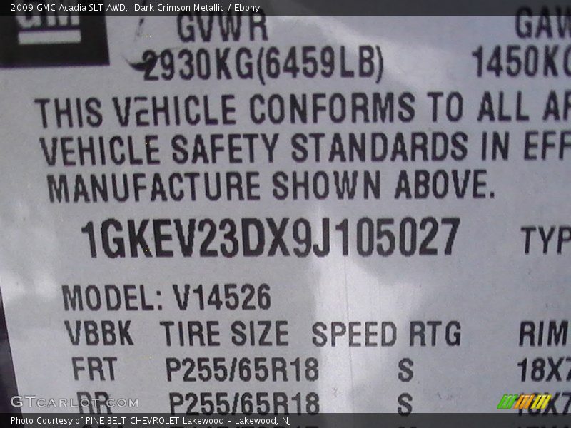 Dark Crimson Metallic / Ebony 2009 GMC Acadia SLT AWD