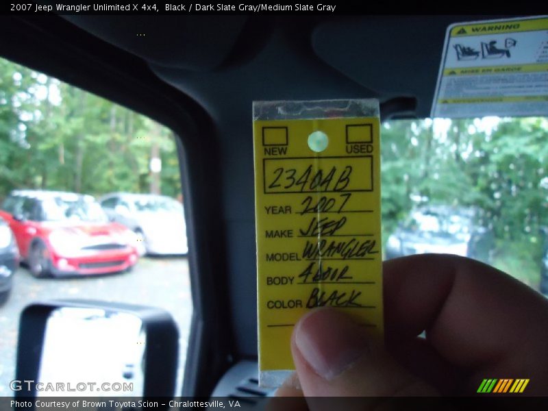 Black / Dark Slate Gray/Medium Slate Gray 2007 Jeep Wrangler Unlimited X 4x4