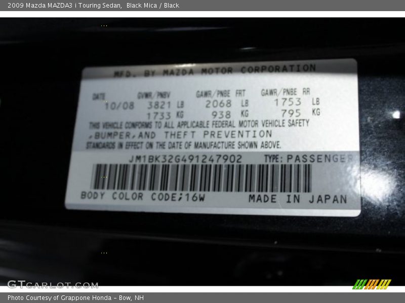 Black Mica / Black 2009 Mazda MAZDA3 i Touring Sedan