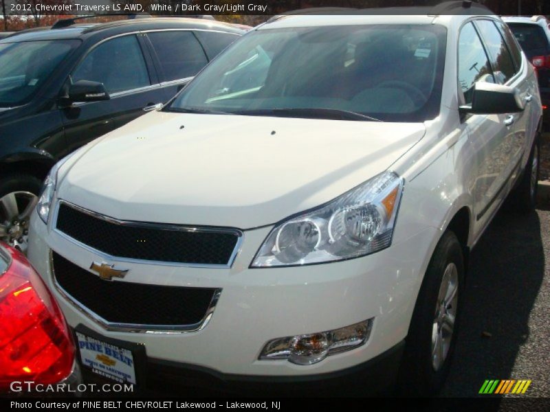 White / Dark Gray/Light Gray 2012 Chevrolet Traverse LS AWD
