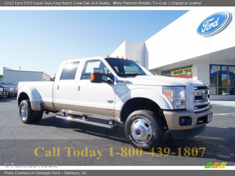 White Platinum Metallic Tri-Coat / Chaparral Leather 2012 Ford F350 Super Duty King Ranch Crew Cab 4x4 Dually