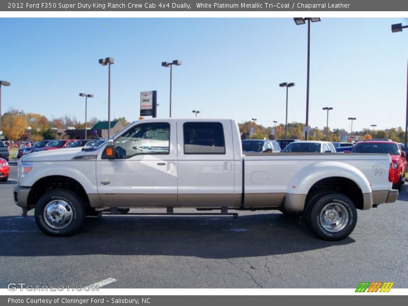 White Platinum Metallic Tri-Coat / Chaparral Leather 2012 Ford F350 Super Duty King Ranch Crew Cab 4x4 Dually