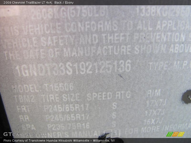 Black / Ebony 2009 Chevrolet TrailBlazer LT 4x4