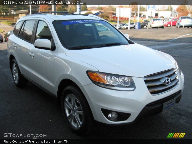 Glacier White / Gray 2012 Hyundai Santa Fe SE V6 AWD