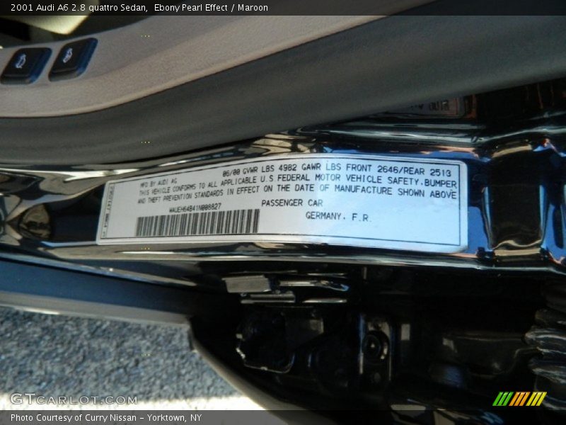 Ebony Pearl Effect / Maroon 2001 Audi A6 2.8 quattro Sedan