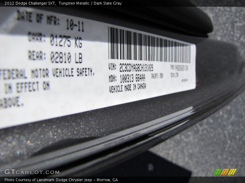 Tungsten Metallic / Dark Slate Gray 2012 Dodge Challenger SXT