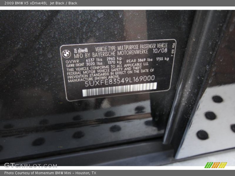 Jet Black / Black 2009 BMW X5 xDrive48i