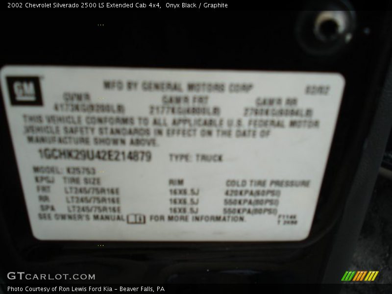 Onyx Black / Graphite 2002 Chevrolet Silverado 2500 LS Extended Cab 4x4