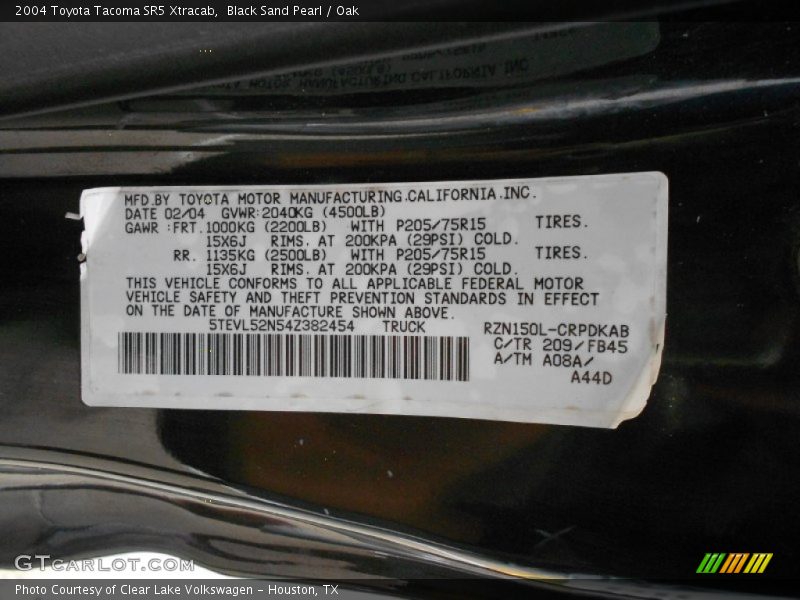 Black Sand Pearl / Oak 2004 Toyota Tacoma SR5 Xtracab