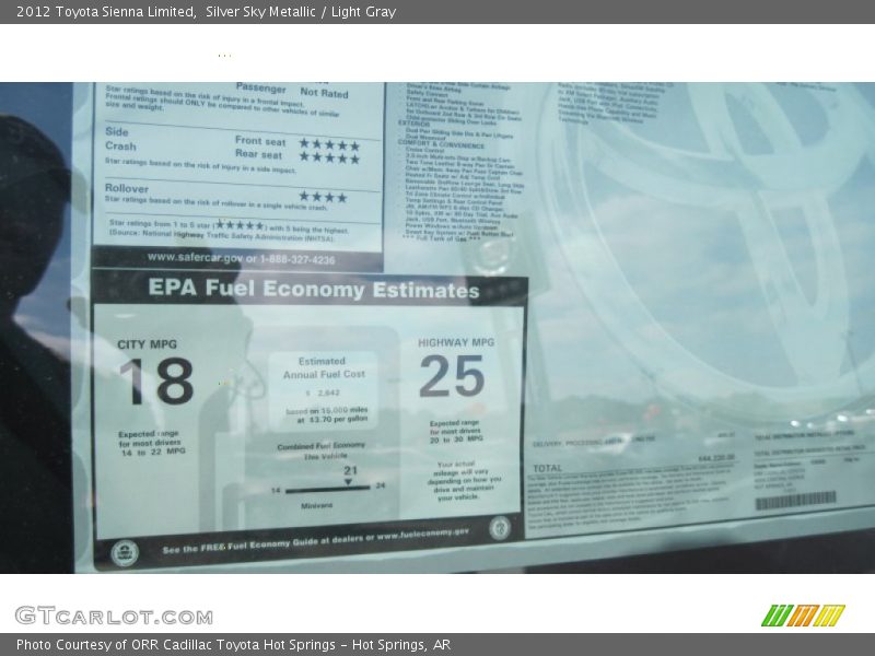 Silver Sky Metallic / Light Gray 2012 Toyota Sienna Limited