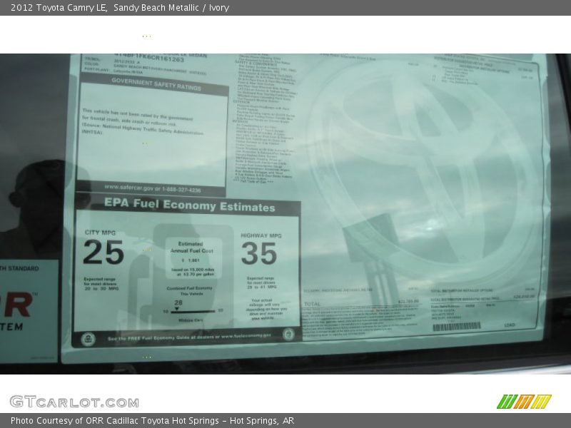 Sandy Beach Metallic / Ivory 2012 Toyota Camry LE