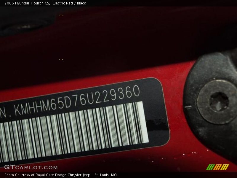 Electric Red / Black 2006 Hyundai Tiburon GS