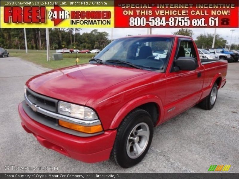 Bright Red / Graphite 1998 Chevrolet S10 LS Regular Cab