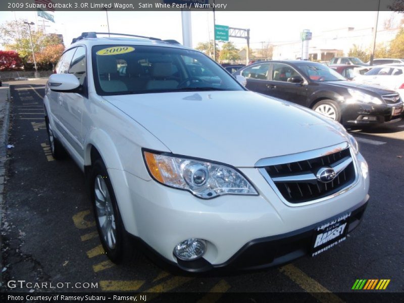 Satin White Pearl / Warm Ivory 2009 Subaru Outback 3.0R Limited Wagon