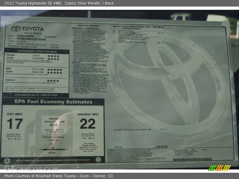 Classic Silver Metallic / Black 2012 Toyota Highlander SE 4WD