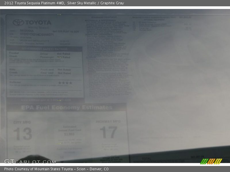 Silver Sky Metallic / Graphite Gray 2012 Toyota Sequoia Platinum 4WD