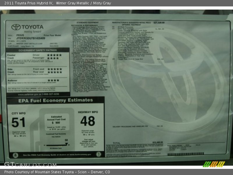Winter Gray Metallic / Misty Gray 2011 Toyota Prius Hybrid IV
