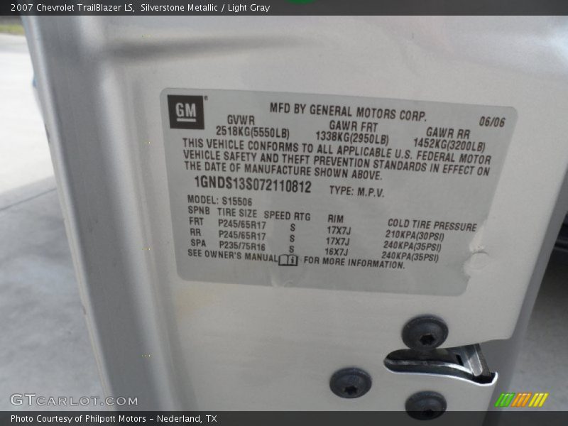 Silverstone Metallic / Light Gray 2007 Chevrolet TrailBlazer LS