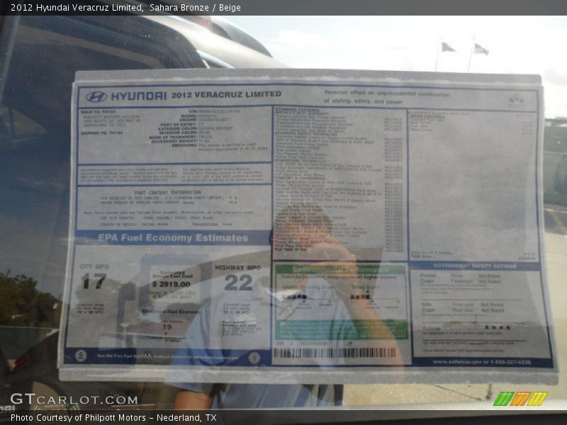 Sahara Bronze / Beige 2012 Hyundai Veracruz Limited