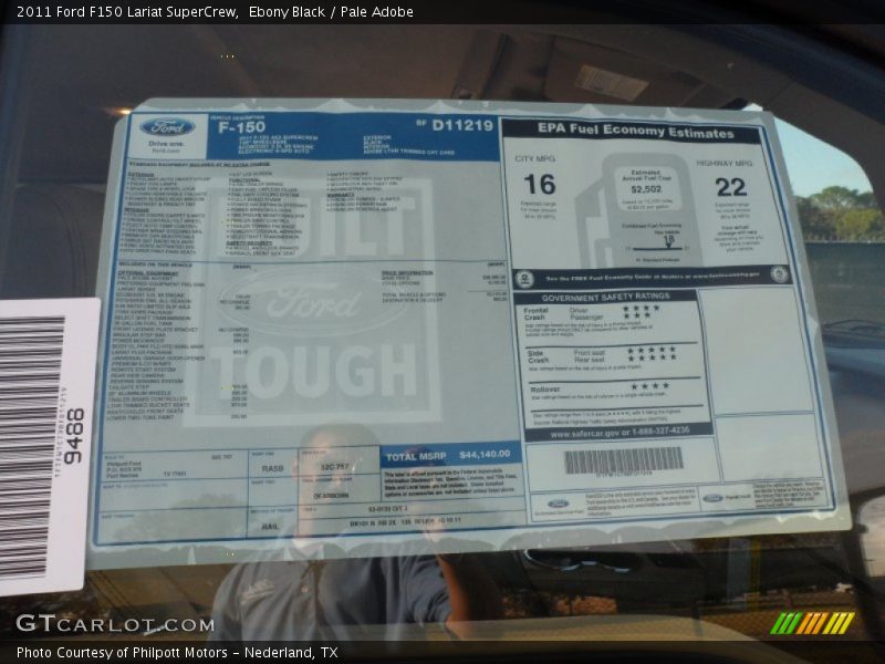 Ebony Black / Pale Adobe 2011 Ford F150 Lariat SuperCrew