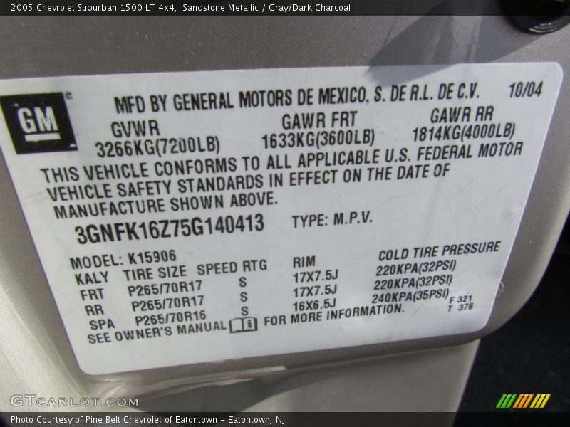 Sandstone Metallic / Gray/Dark Charcoal 2005 Chevrolet Suburban 1500 LT 4x4