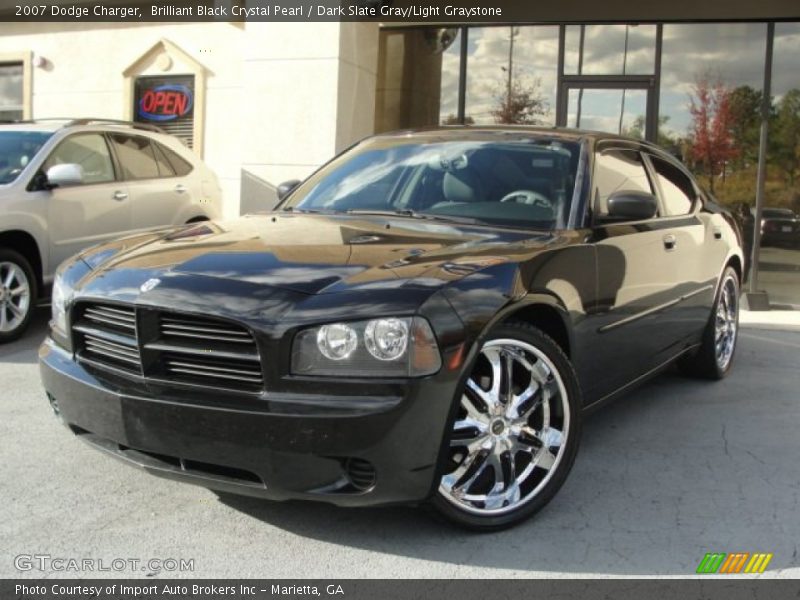 Brilliant Black Crystal Pearl / Dark Slate Gray/Light Graystone 2007 Dodge Charger
