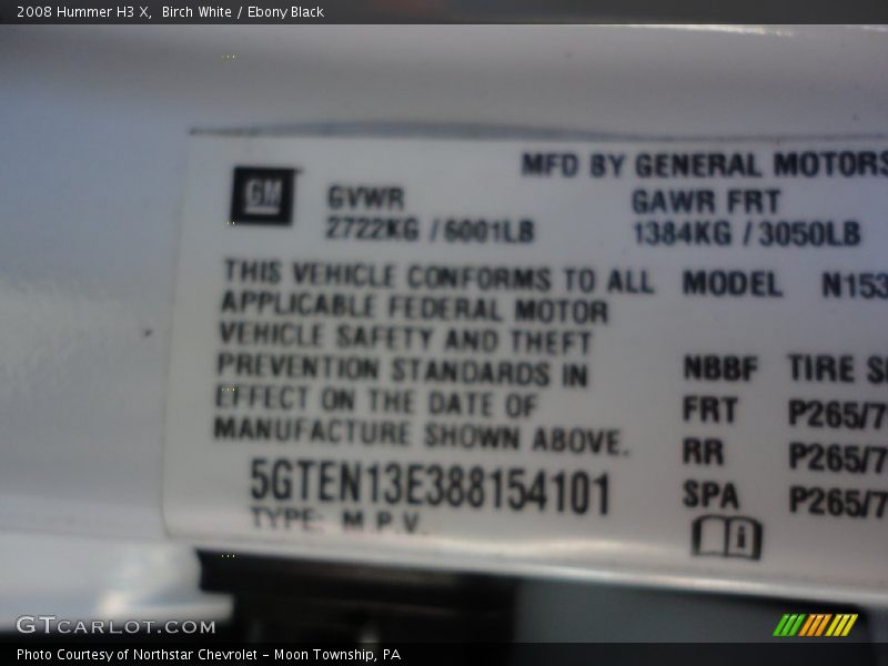 Birch White / Ebony Black 2008 Hummer H3 X