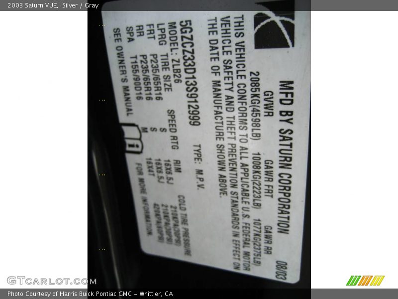 Silver / Gray 2003 Saturn VUE