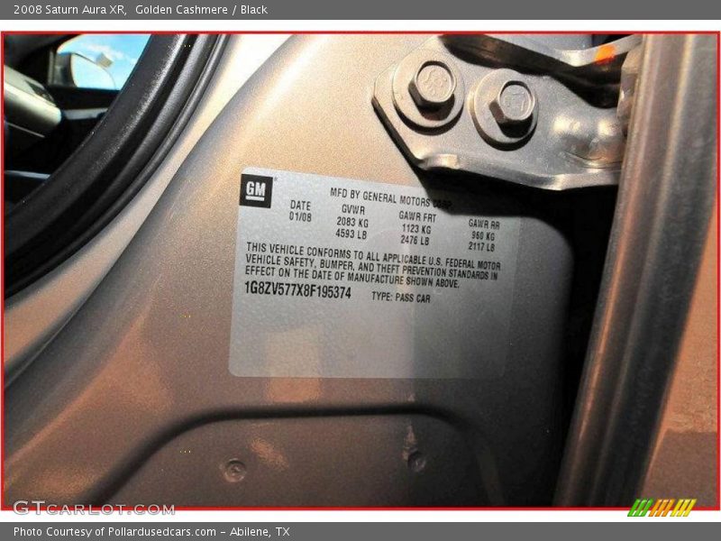 Golden Cashmere / Black 2008 Saturn Aura XR