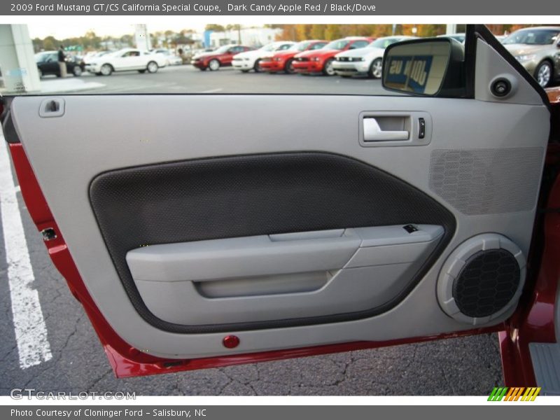GT/CS California Special drivers door skin in Black/Dove - 2009 Ford Mustang GT/CS California Special Coupe